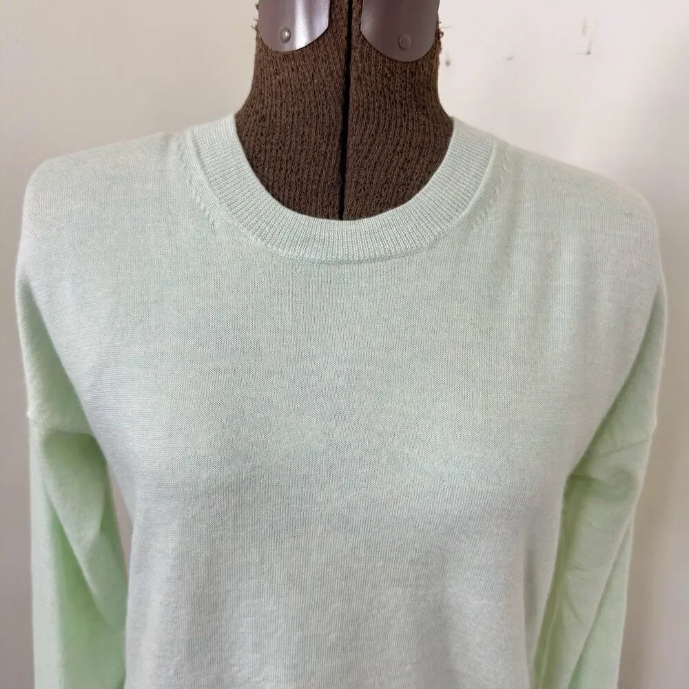J. Crew Sea Green Merino Wool Cotton Crewneck Sz S Lightweight Spring Pullover